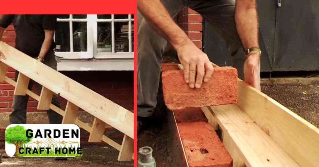 using a wooden plank for the final bricks 